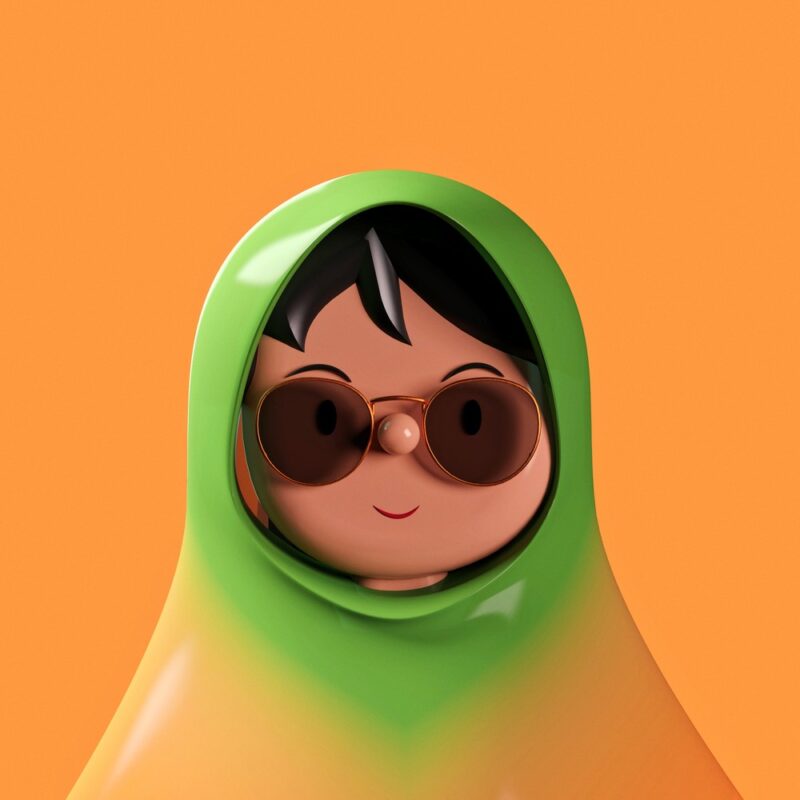 عکس پروفایل چهره دختر با حجاب نارنجی