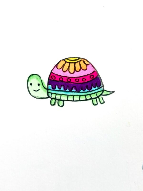 نقاشی لاکپشت رنگی
