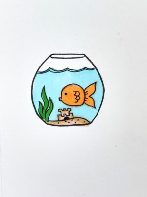 نقاشی ماهی و حوض