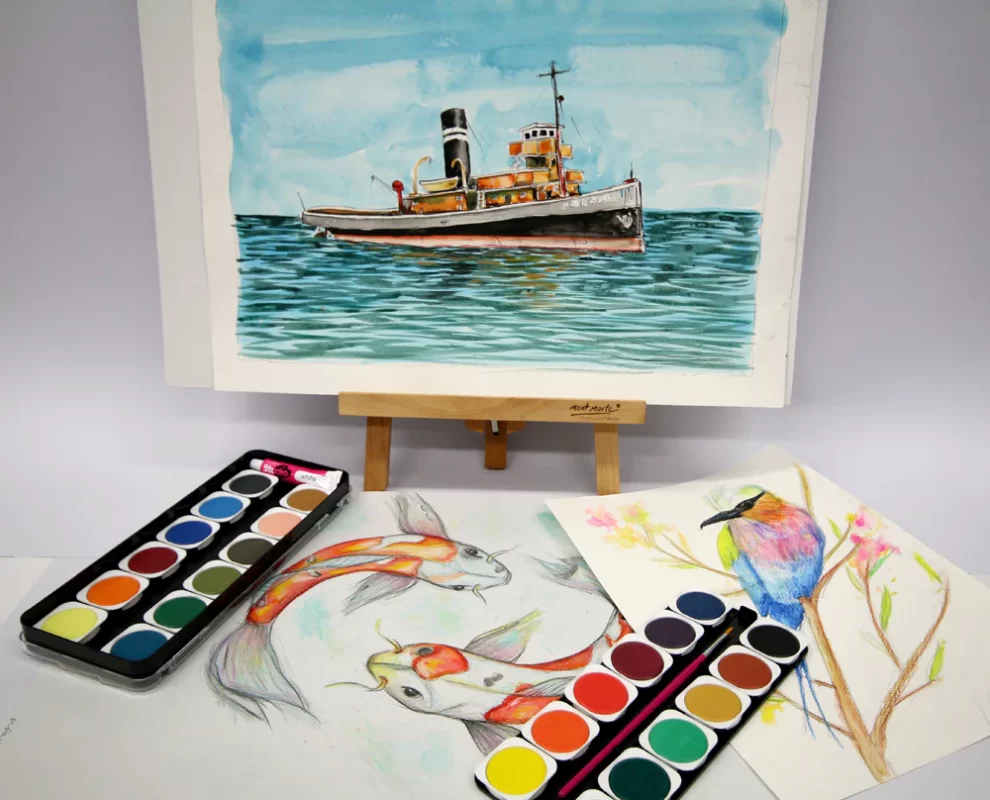ایده کشیدن نقاشی کشتی با آبرنگ