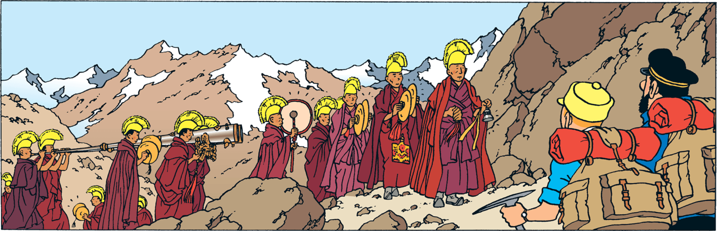 مردم صومعه در هنگام تبریک به تن تن در تبت